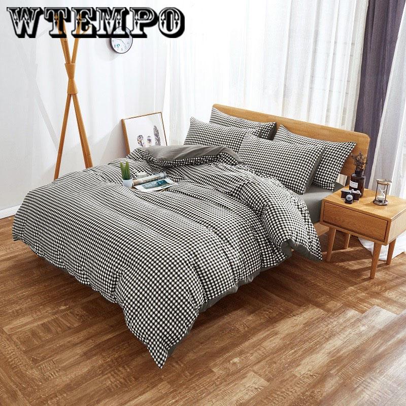 Bedding Sets Simple Color Stripe Bed Sheet Quilt Cover Pillowcase Soft King Queen Full Twin