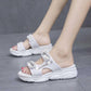 Size35-40 Summer Ladies Slippers Bohemian Beach Waterproof Slippers Wedge Platform Crystal Letter Sandals Outdoor High Heels