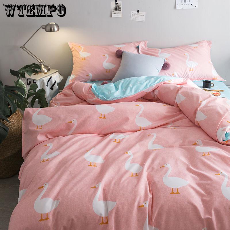 4 Pcs Bedding Set Lavender Printed Bed Sheet Bed Cover Home Textile Bedclothes