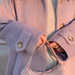 Purple Mid-length Woolen Coat Women Winter College Style Loose Tie Thickening Plus Cotton Woolen Coat Women
