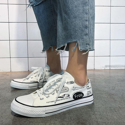 Men's Shoes Sneakers Fashion Canvas Doodle Casual Shoes Men's Lace-up Flats Multicolor Shoes