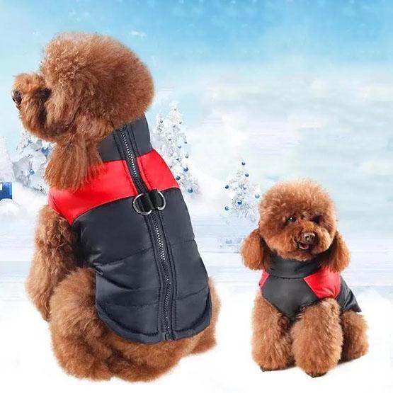 Pet's Waterproof Warm Clothes Winter Puppy Color Stitching Zipper Cotton Vest Soft Casual Oversize Jacket Dog's Ski Suit