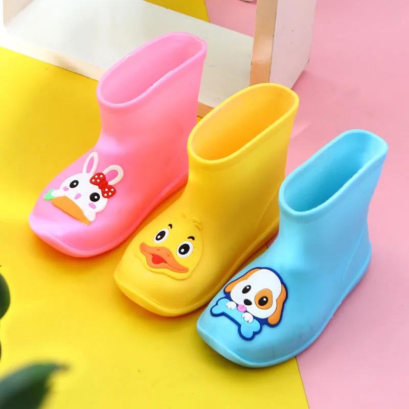Rain Boots for Kid Plush Warm Winter Rain Shoes Child Cartoon Waterproof Rainboots