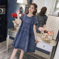 Denim Dress Women's Summer Dress Large Size Loose Belly Short-sleeved Denim A-line Dress