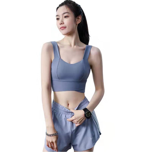 Women's High-intensity Sports Underwear Gym Fitness Bra Shockproof Gathering Running Anti-sagging Wide Sling Outer Wear Yoga Vest Lingerie Yoga