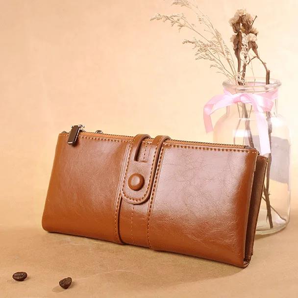Multi-Layer Clutches Leather Bag Portable PU Leather Large Capacity Soft Surface Wallets with Coin Pocket Zipper Purse Unisex