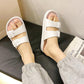 Simple Slippers Women's Summer Outer Wear Flat Shoes Non-slip Wet Water Comfortable Soft Bottom Sandals Light Home Bathroom Sandals