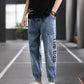 S-5XL Men's Autumn and Spring Plus Size Streetwear Hip Hop Trousers Men's Jeans Long Denim Pants Elastic Harem Pants Joggers Pants