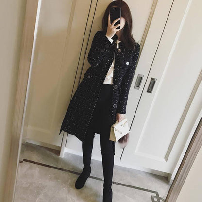Coat Women Winter Warm Thicken Double Breasted Windproof Jacket Slim Fit Long Woolen Coats