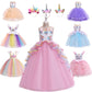 Kids Unicorn Dress for Girls Flower Appliques Ball Gown Little Girl Princess Dresses Elegant Party Costumes Children Clothing