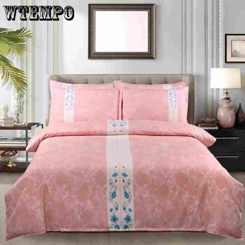 Egyptian Cotton Embroidery Luxury Oriental Bedding set King Queen size Bed set Coffee Bule Duvet