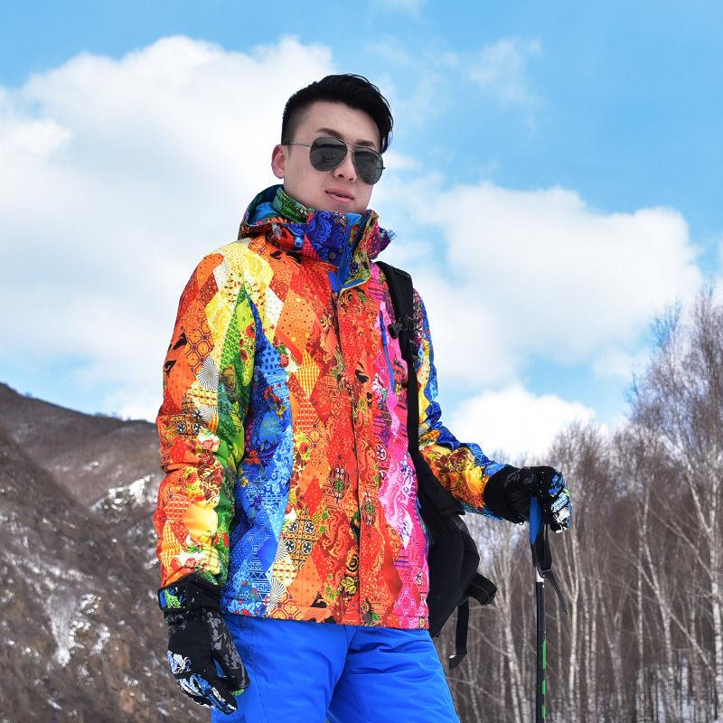 Men's Ski Wear Outdoor Warmth Thickening Plus Size Ski Jacket Windproof and Waterproof Single Board Double Board Winter Travel Ski Equipment