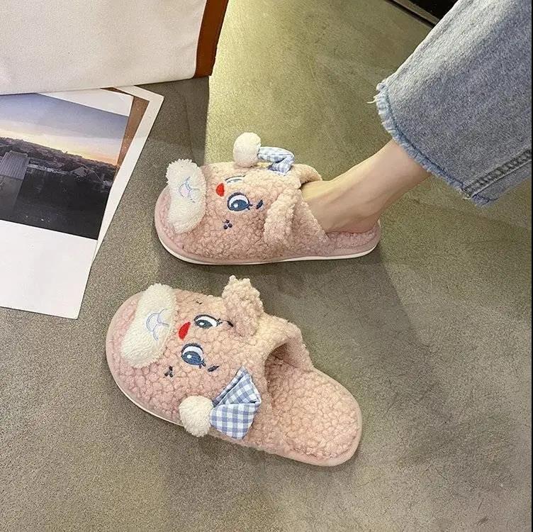 Designed Autumn and Winter Warm Cotton Slippers Flat Shoes Indoor and Outdoor Non-slip Casual Slippers Light Soft Shoes
