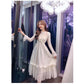 Dress women mid-length autumn and winter waist lace dress female plus size Slim clothing