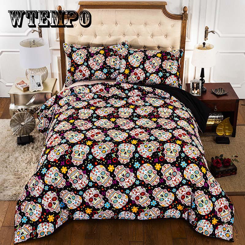 Skull Printed Bedding Sets Single Double Full Queen King AU EU US Size Duvet Cover Pillowcase