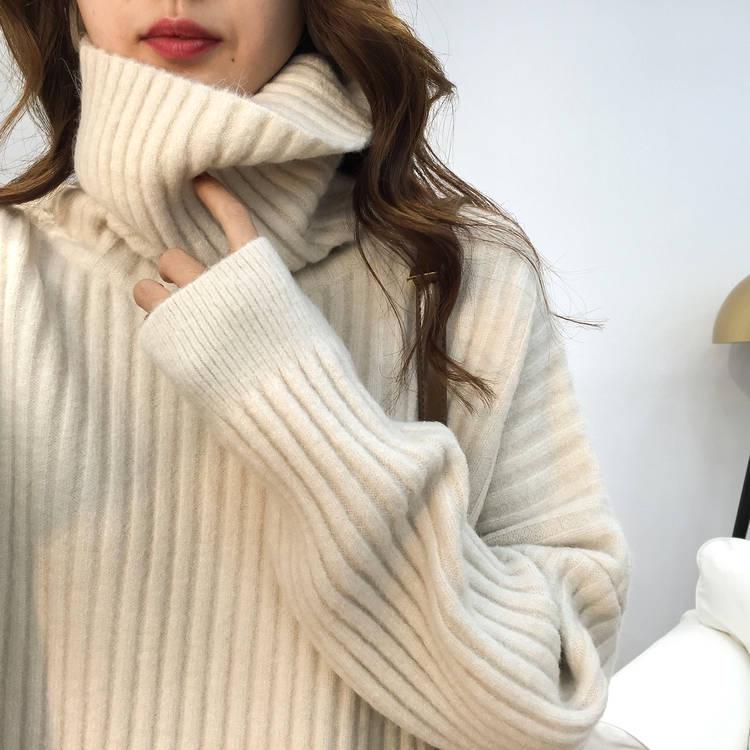 Loose Turtleneck Long-sleeved Sweater Women's Autumn and Winter Knitted Solid Color Sweater