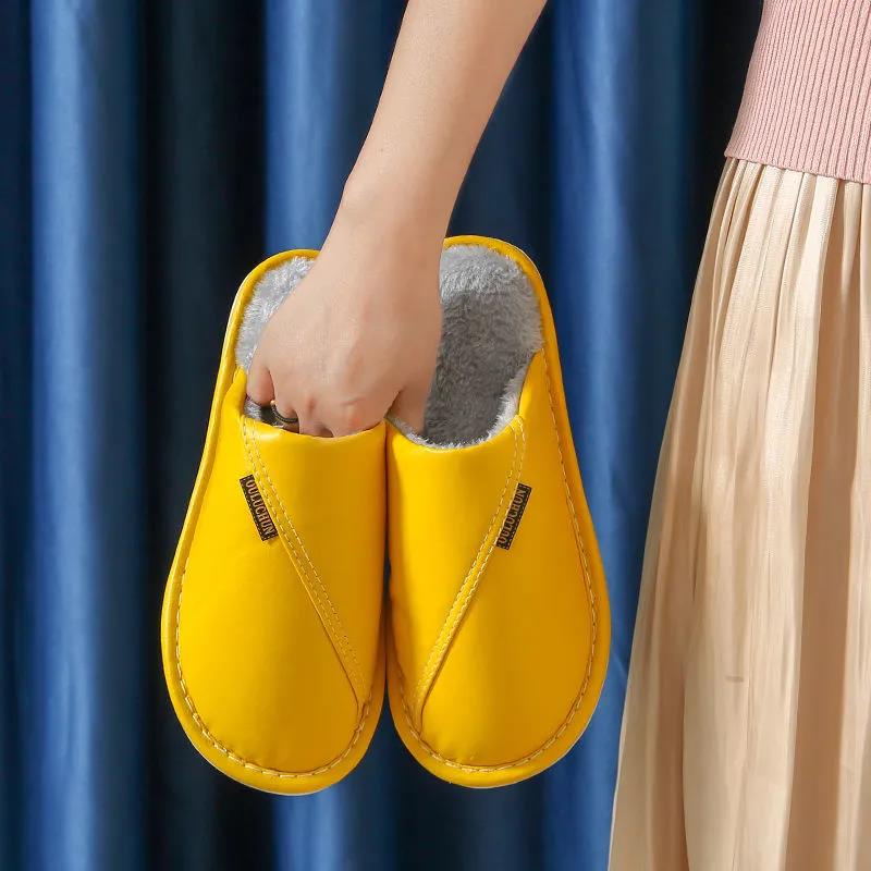 Autumn and Winter Pure Cotton Slippers Indoor Non-slip Soft-soled Shoes Warm Simple Plush Cotton Shoes