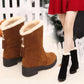 Snow Boots Women's Warm and Velvet Autumn and Winter Women's Short Boots Thick-soled Thick-heeled Fringed Mid-tube Boots
