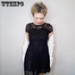 Elegant Lace Dress Women Plus Size Short Sleeve Transparent Black Slim Dresses O-Neck Midi Casual Dresses Summer Vestidos