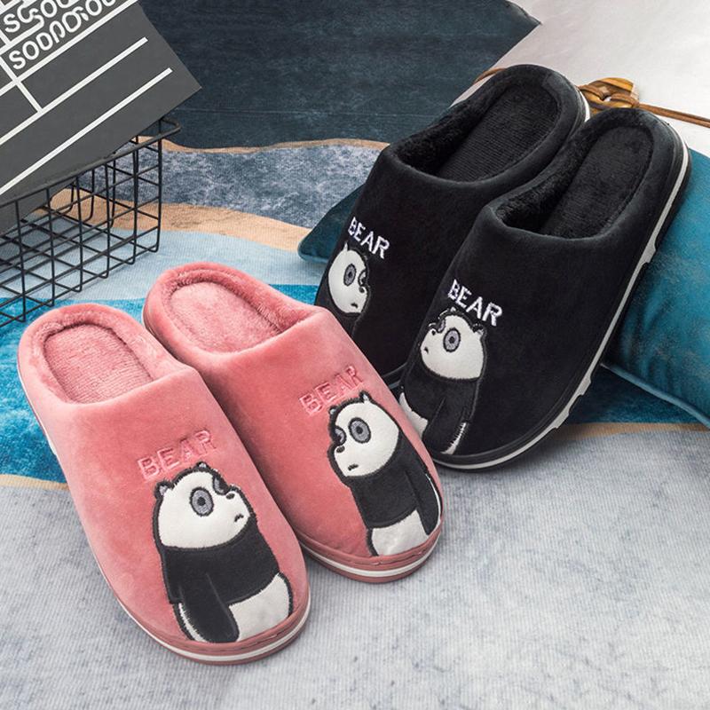 Home Slippers Women Winter Slippers Thick Fleece Warm Cotton Shoes Men Plus Size Non Slip Slippers