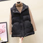 Autumn and Winter Korean Style Temperament Vest Solid Color Stand-up Collar Tie Coat Thickening Short Female Down Cotton Vest