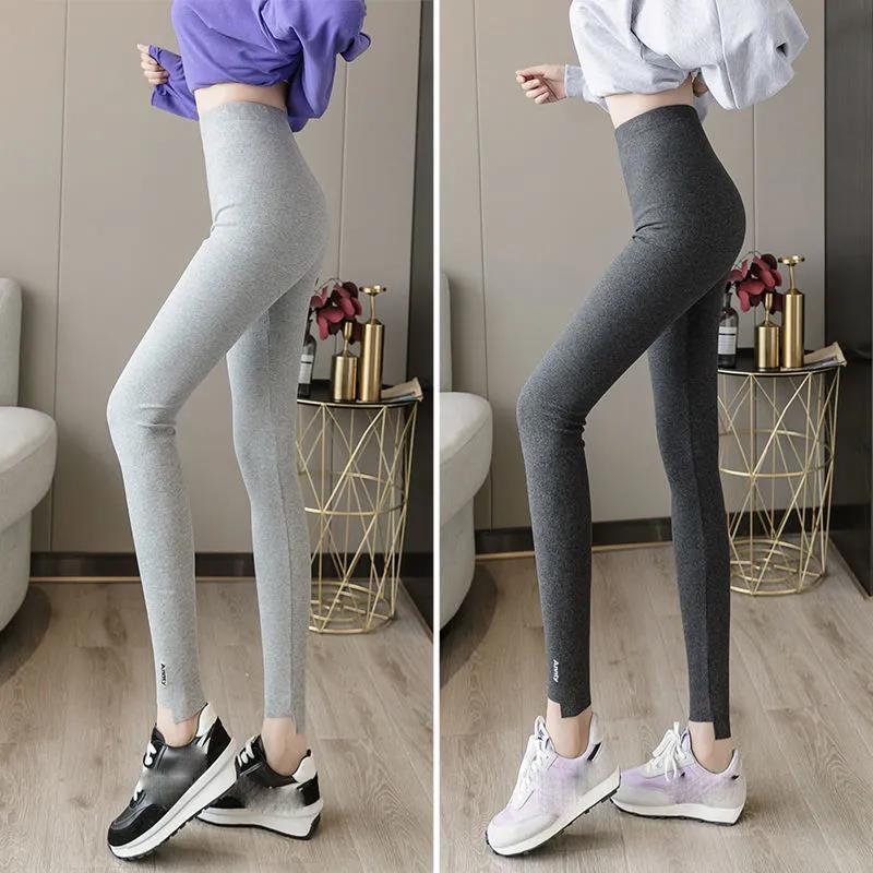 Spring and Autumn Threaded Leggings Women's Long Trousers Are Thin Outer Wear Plus Velvet Thickened High Waist Warm Cotton Trousers In Winter