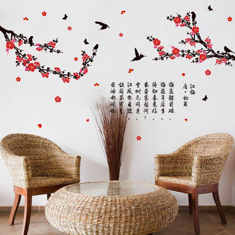 [Wall sticker ]Chinese Painting Calligraphy Birds Flower Plum Blossom Wall Stickers Kitchen Bedroom