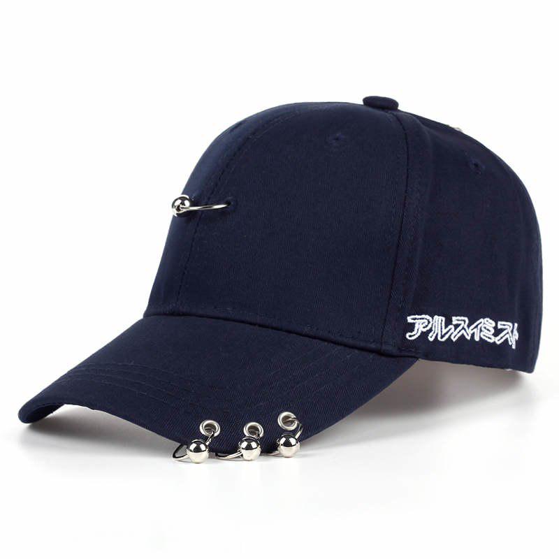 Mens Snapback Hats Solid Color Iron Ring Decor Cotton Hats Women Kpop Simple Baseball Caps 201