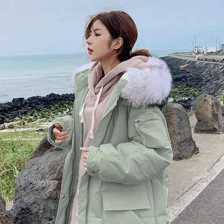 Large Fur Collar Cotton-padded Jacket Women Winter Korean Version of Loose Cotton-padded Clothes Bread Clothes Mid-length Padded Jacket Tide