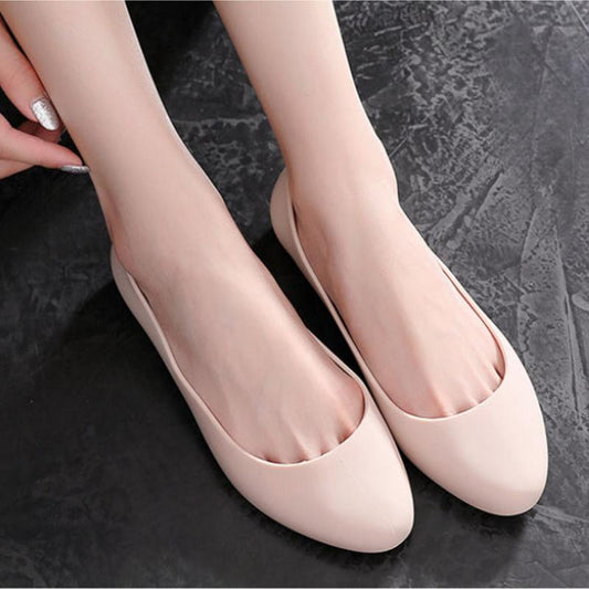 Ladies Sandals Summer Black Fashion PVC Material Crystal Jelly Gum Shoes Flat Heel Flat Cover Foot Non-Slip Rain Boots