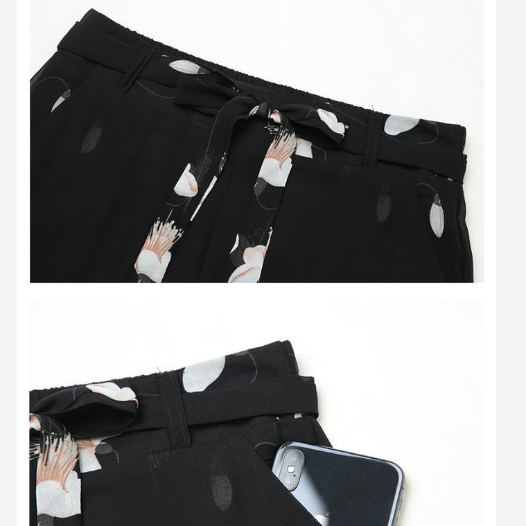 Summer Women's Pants Loose Nine Points Large Size Slim Women's Drapey High Waist Chiffon Wide Leg Pants