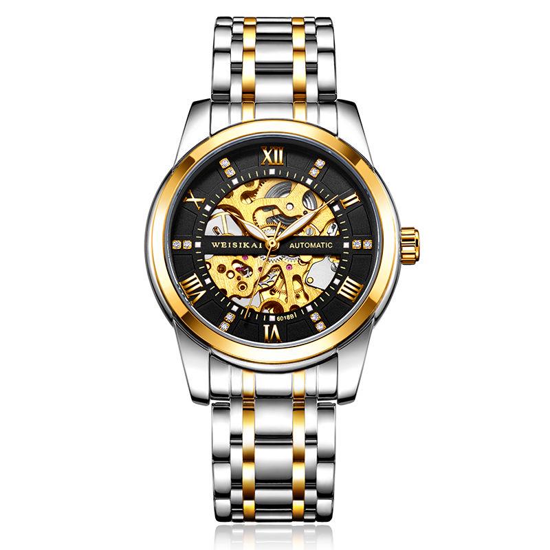Luxury Mechanical Watches Mens Skeleton Watch Stainless Steel Strap Classic Dress Wristwatch