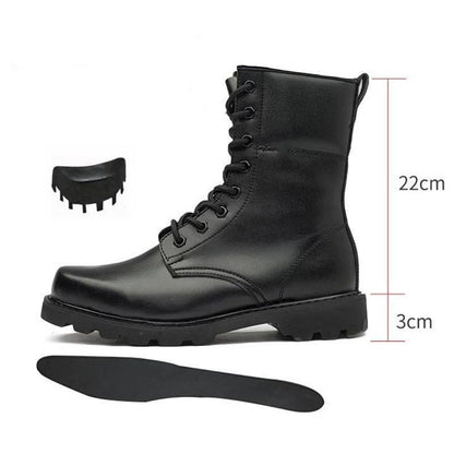 Genuine Leather Army Boots Leather Steel Toe Steel Sole Outdoor Men's Tooling Martin Boots Men's Breathable High-top Boots