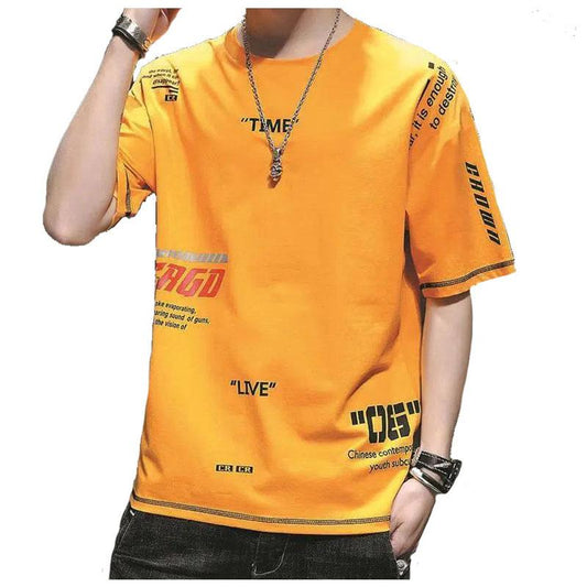 T-shirt for Men O-neck Short Sleeve Thin Shirt Korean Trendy Alphabet Print Tees Soft Casual Loose Pullover for Youth