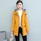 Mid-length White Duck Down Jacket Women Fashion Self-cultivation Knit Hat Fake Two-piece Winter Jacket
