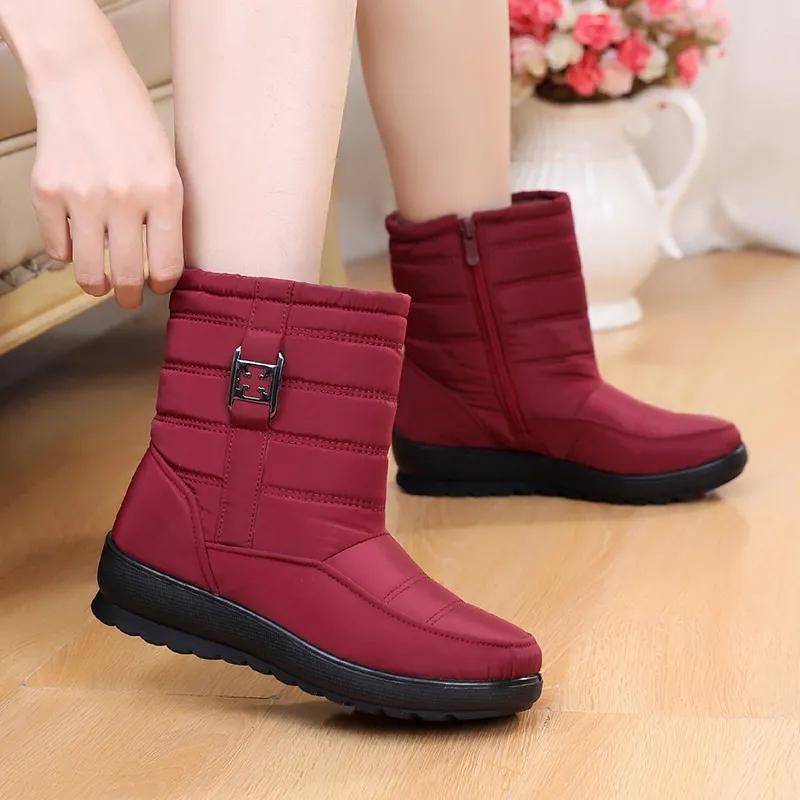 Women Snow Boots Winter Shoes Waterproof Ankle Boots Non Slip Shoes Side Zipper Plus Size Booties 35-43 Plush Warm Thick Fur Cotton