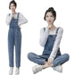 WTEMPO Summer Denim Jumpsuit Student Woman Jeans Long Romper Pants Zipper Pockets Sleeveless Adjusted Overalls Trousers