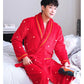 Large Size Lapel Robe Coat Love Print Pajamas Men Home Clothes Ladies Absorbent Quick-drying  Bathrobe Long