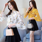 Women's Summer Chiffon Lace Shirt Short Sleeve Round Neck Loose Print Bell Sleeve Top