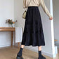 High Waist Gold Velvet Pleated Skirt Mid-length Long Skirt Solid Color All-match Skirt Autumn and Winter Female A-line Skirt
