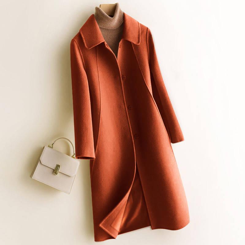 Woolen Coat 2019 Winter Clothes Women Long Coat Cashmere Coat Fashion Double-breasted Jacket Blend