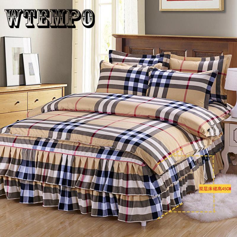 Lace Bed Skirt Set Pillowcases Winter Bedding Set Full Queen King Size Mattress Bed Cover Set