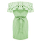 Large Size Women's Summer Dress One-shoulder Fashion Ruffled Striped Loose Waist Dress Casual Strapless