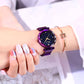 Women High Quality Business Anti-scratch Starry Sky Steel Strap Round Dial Watch Bracelet Watches