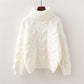 Inside wearing a warm winter jacket large size thick sweater female loose high collar knit sweater
