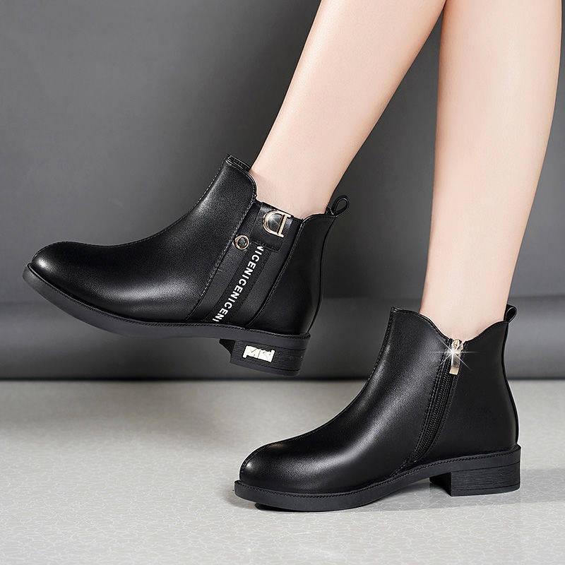 Ankle Boots Women Chelsea Motorcycle Boots Block Heels Platform Round Toe Fashion Winter Snow Boots