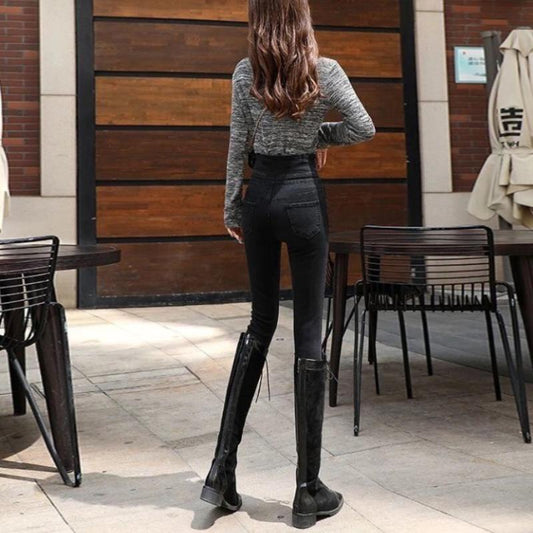 Black High-waist Jeans Women's Plus Size Pencil Pants Student Spring and Summer Slim Slimming Stretch Pants