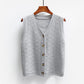 2021 Spring and Autumn Cardigan Knitted Vest Women's V-neck Sweater Vest Sleeveless Wool Waistcoat