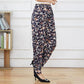 Women's Summer and Autumn Large Size Pants Loose Printed Jogger Pants High Waist Thin Casual 2pcs Cropped Pants