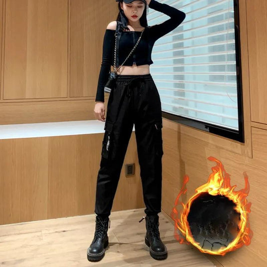 Fleece Pants Women's Winter Thickening, Warmth, Loose and Thin, All-match Trend Sports Casual Pants Overalls